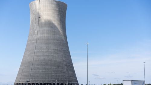 A view of the cooling tower for unit 4 at Plant Vogtle, in Burke County near Waynesboro, on Monday, July 31, 2023. (Arvin Temkar / arvin.temkar@ajc.com)