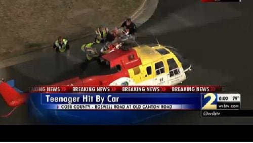 A 13-year-old boy was hit while riding his bike in Cobb County at about 5 p.m. Thursday (Credit: Channel 2 Action News)