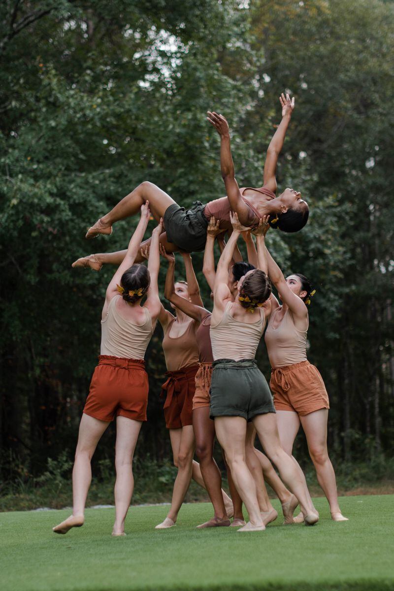 The enlarged Terminus modern ballet theater performing at Wildflower Meadow in Serenbe.  (Photos by Christina Massad)