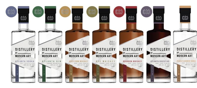 These are some of the offerings of the Distillery of Modern Art, set to open this spring. Courtesy of Distillery of Modern Art