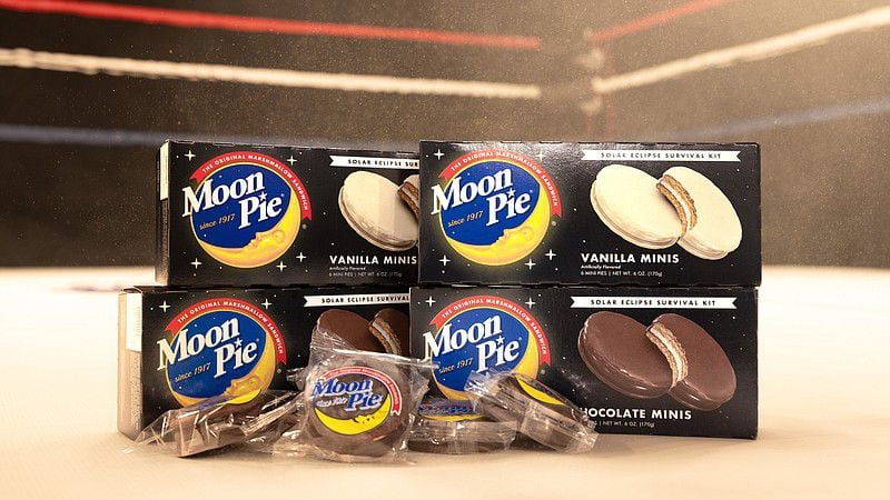 The "blackout" MoonPie boxes feature a variety of MoonPie flavors to help celebrate the solar eclipse on Monday. (Chattanooga Bakery Inc.)