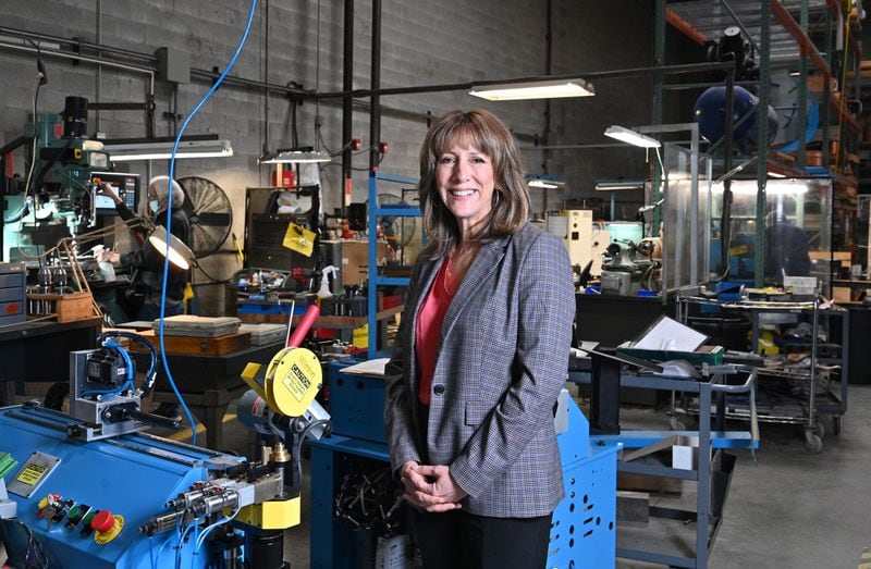 Lisa Winton, co-owner, at Winton Machine Company in Suwanee on Tuesday, February 16, 2021. Metro Atlanta's Winton Machine engineers high quality, American-made tube fabricating solutions and has manufactured over 100 different tube fabricating machines. (Hyosub Shin / Hyosub.Shin@ajc.com)