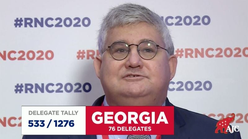 Georgia Republican Party Chairman David Shafer participates in the state roll call to nominate President Donald Trump as the official Republican presidential candidate. (RNC video)