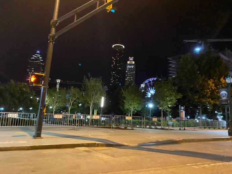 The area streets were almost deserted and the entrances to Centennial Olympic Park were closed.