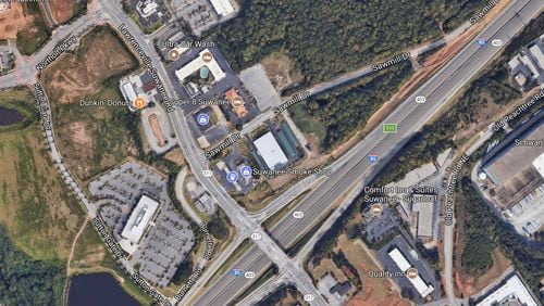 Suwanee considering removal of traffic signal at Sawmill Drive at Lawrenceville-Suwanee Road. Google Maps