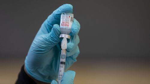 Eastside Medical is offering first and second doses of the Moderna vaccine for adults ages 18 and over in a building located on the hospital campus in Snellville. (Brian Cassella/Chicago Tribune/TNS)