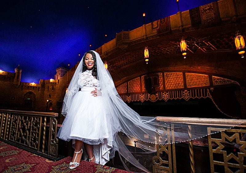 The Fox Theatre's auditorium is a classic location to capture starry night bridal photography.