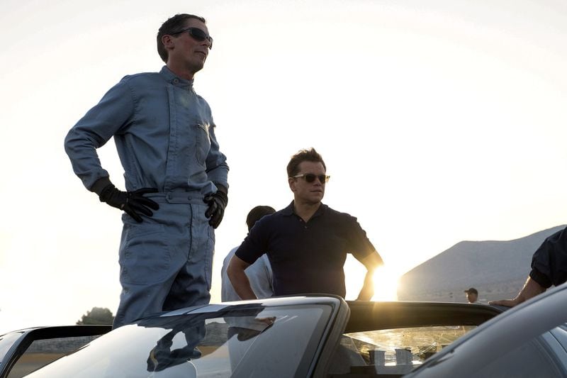Christian Bale (left) and Matt Damon star in “Ford v Ferrari.” Photo Credit: Merrick Morton TM and 2019 Twentieth Century Fox Film Corporation. All rights reserved.