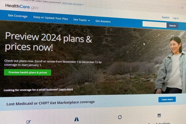 The homepage of the federal Affordable Care Act (ACA) marketplace exchange, also known as Obamacare, as window shopping began for Nov. 1, 2023 open enrollment for 2024 coverage. (PHOTO by Ariel Hart)