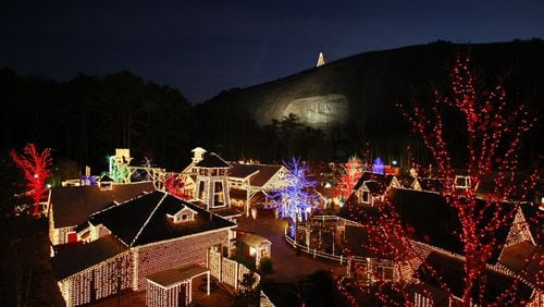 Stone Mountain Park's Christmas activities include holiday lights, 4-d movie experiences, visits from Santa, live performances, and a Christmas parade.