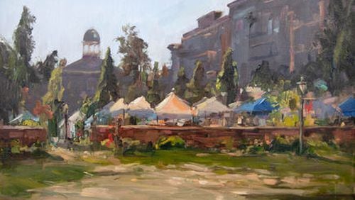 This painting by Stephanie Amalo is an example of the kind of plein air art Alpharetta residents may witness artists painting at the city's first annual Paint the Town event May 18-22, 2021. (Courtesy Arts Alpharetta)