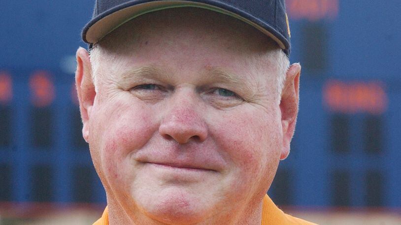 030523 - ACWORTH, GA -- (north Cobb) - In this Friday May 23, 2003 photo we see longtime North Cobb High School baseball coach Harvey Cochran (cq) in a portrait . Coach Cochran is our Cobb AJC Sports Baseball Coach of the Year. (ANDY SHARP/AJC staff)