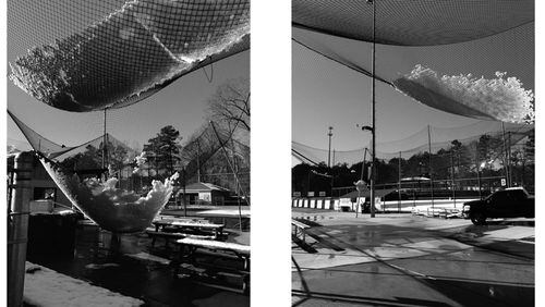 Cherokee Recreation & Parks Agency photos depict some of the batting cages and foul ball nets damaged by heavy snowfall Dec. 8-9. CHEROKEE COUNTY