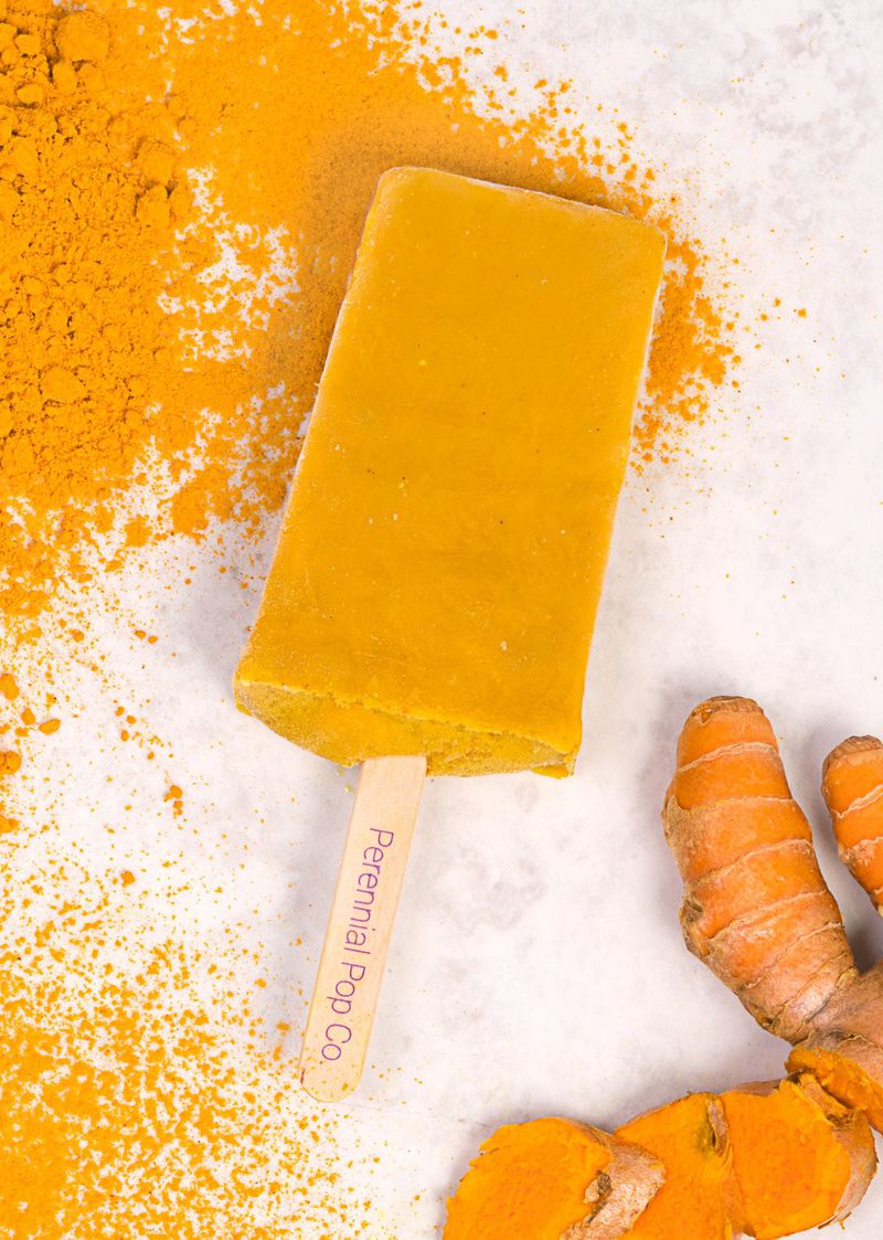 This golden milk turmeric pop was intended as a seasonal flavor, but customers ask for it year-round.