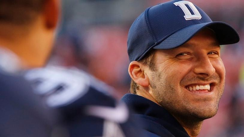 Former Dallas Cowboys quarterback Tony Romo grins during the closing moments as the Dallas Cowboys defeat the Cleveland Browns 35-10 on Sunday, Nov. 6, 2016 in FirstEnergy Stadium in Cleveland, Ohio. (Rodger Mallison/Fort Worth Star-Telegram/TNS)