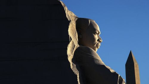 The Martin Luther King Jr. Memorial is shown in the early morning light on Martin Luther King Day January 15, 2018 in Washington DC. Martin Luther King Jr. would have been 89 years old today.  (Photo by Win McNamee/Getty Images)