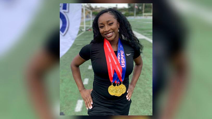 Johns Creek police Officer Shy’Keya Wimberly competed in the USA Police and Fire Championship in San Diego, California, over the weekend. She won all four of her events.