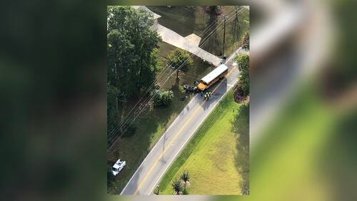 A crash involving a school bus has blocked Old Due West Road in Cobb County.