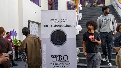 The first HBCU Chess Classic was held at Morris Brown College in Atlanta on Saturday, April 22, 2023. The tournament brought together students from Clark Atlanta University, Howard University, Morehouse College, Spelman College and other historically Black colleges and universities; as well as younger students and supporters who also played chess in the hallways. A guest columnist says the schools have been, and remain great resources for addressing societal challenges. (Jenni Girtman for The Atlanta Journal-Constitution)