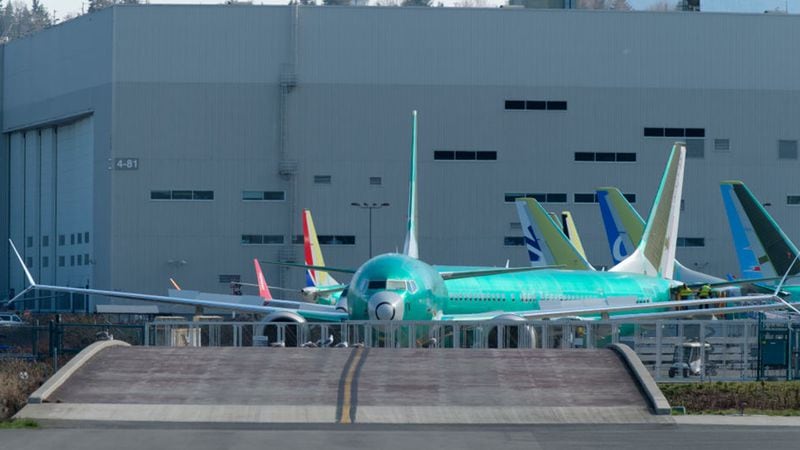 A Boeing 737 MAX 8 airplane is pictured outside the company's factory on March 22, 2019 in Renton, Washington.