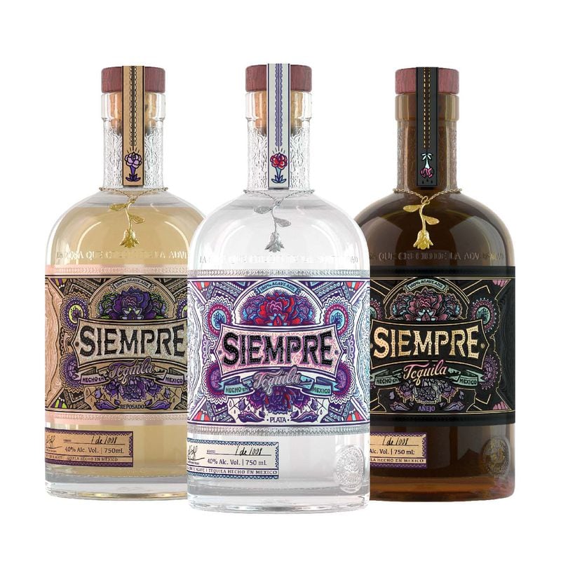 Spice up the holidays with spirits distilled in the small town of Tequila, Mexico. Plata, reposado and añejo expressions are dressed up with a rose charm. Courtesy of Siempre Tequila