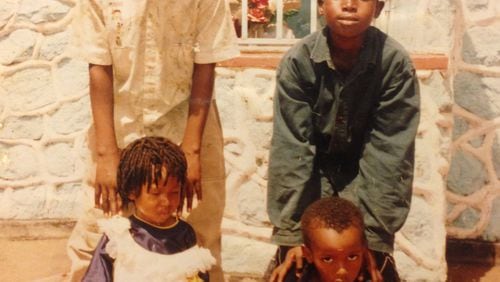 Georgia track athlete Muhozi Aimable (top left) with his siblings when they were all younger. (Contributed photo0