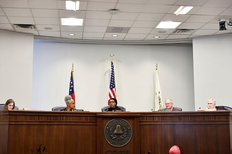 The Cobb County Elections Board addresses challenges on voter eligibility on Oct. 10, 2022. (Natrice Miller/natrice.miller@ajc.com)  
