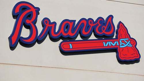 A Braves logo is seen at SunTrust Park the home ballpark for the Atlanta Braves on Monday, March 20, 2017, in Atlanta.   Curtis Compton/ccompton@ajc.com