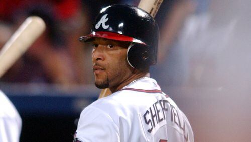 Former Atlanta Braves Gary Sheffield as he faced Chicago Cubs’ Kerry Wood in the fourth inning of Game 5 of the National League Division Series at Turner Field Sunday, Oct. 5, 2003. (RICH ADDICkS/AJC staff)