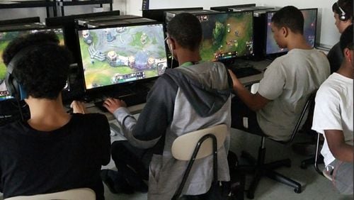 Members of Fayette County High School’s new esports team practice for competition. Courtesy FCBOE