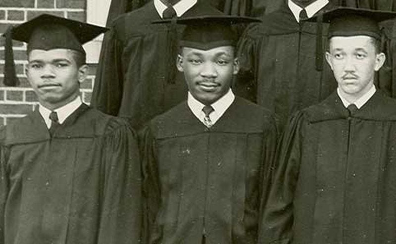 The Rev. Dr. Martin Luther King Jr., dressed in a cap and gown. King graduated from Morehouse College in 1948 with a bachelor’s of arts degree in sociology.