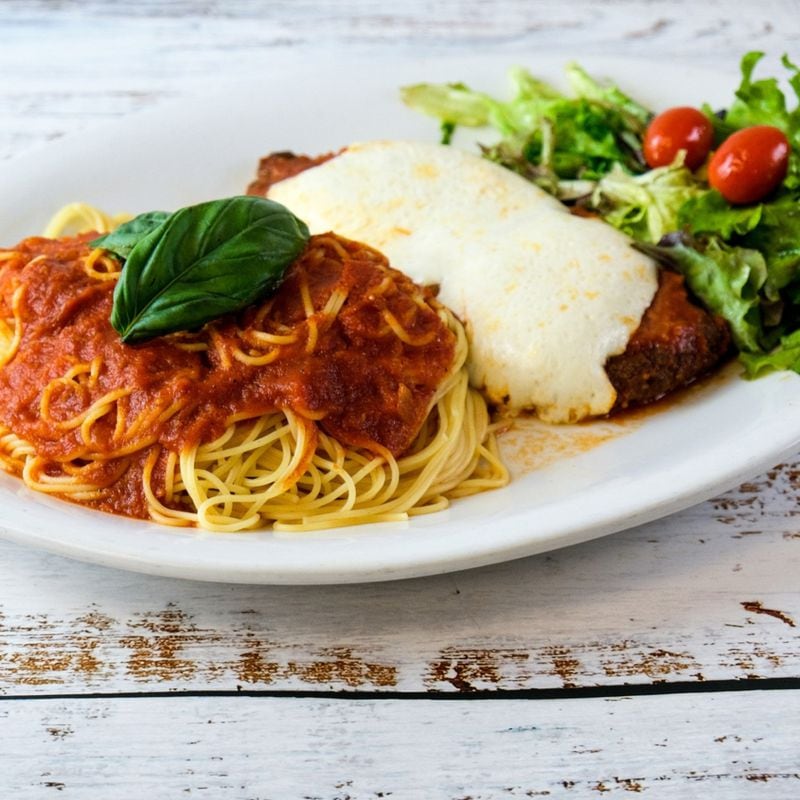 Chicken parmigiana from Nonna’s Family Kitchen. Courtesy of Thomas Swofford