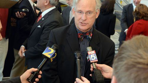Roswell Mayor Jere Wood talks with the press in a photo from 2013.  KENT D. JOHNSON / KDJOHNSON@AJC.COM