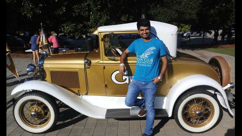 Saurabh Doodhwala is pursuing his master's degree from Georgia Tech. Doodhwala posed in front of the famed 1930 Ford Model A Sport coupe on Georgia Tech's campus. He's from Surat, India, and is having trouble returning to the United States. Many experts anticipate a decline in international student enrollment this fall, in part, because of policy decisions and other delays created by the coronavirus pandemic. CONTRIBUTED