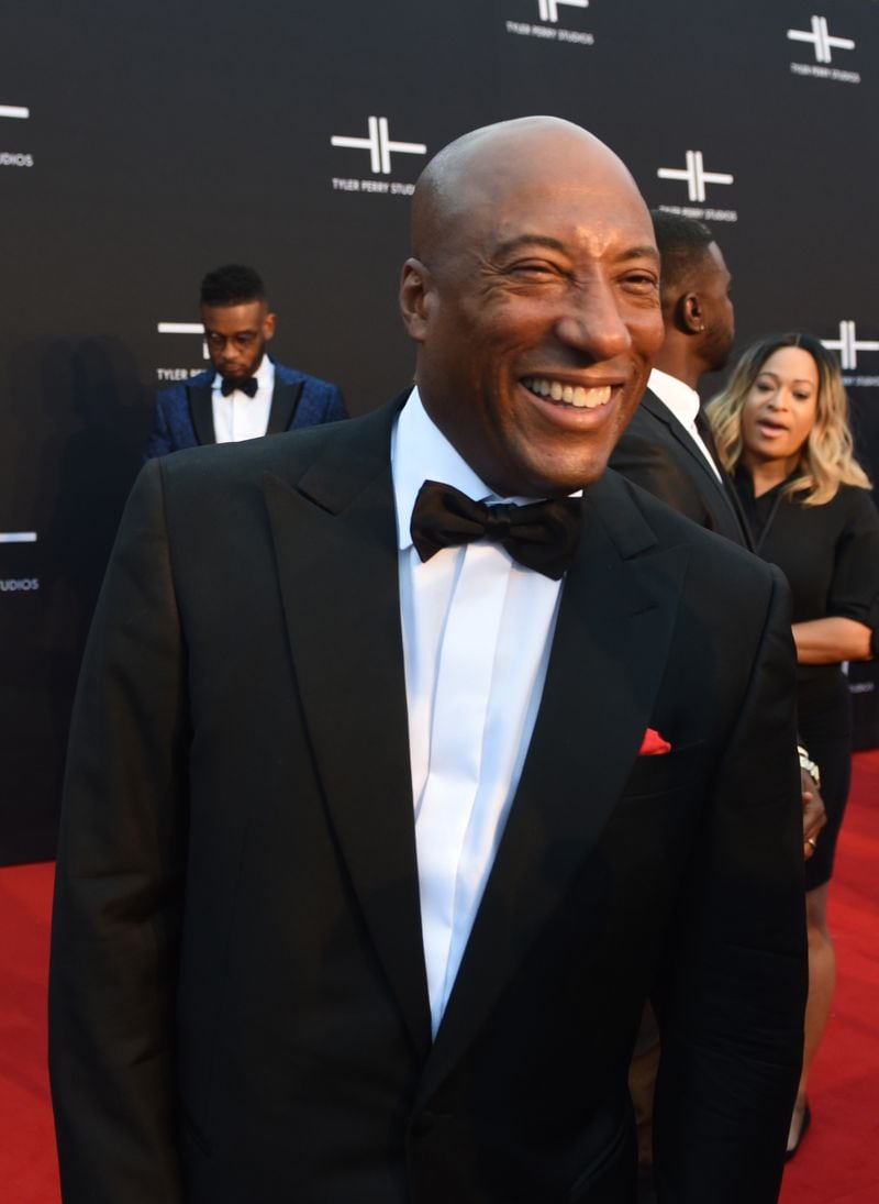 October 5, 2019 Atlanta -  Media mogul and owner of The Weather Chanel Byron Allen spoke to the AJC on the red carpet for the opening of Tyler Perry Studios Saturday, October 5, 2019 in Atlanta. Perry acquired the property of Fort McPherson to build a movie studio on 330 acres of land. (Ryon Horne / Ryon.Horne@ajc.com)