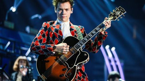 The stylish Harry Styles will make his solo debut in Atlanta on Sunday. Photo by Rich Fury/Getty Images for iHeartMedia