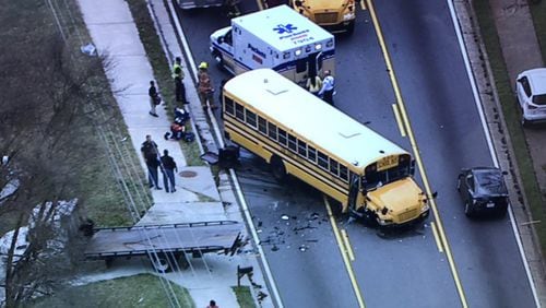 A woman has been charged in a Cobb County bus crash that injured several people. (Credit: Channel 2 Action News)