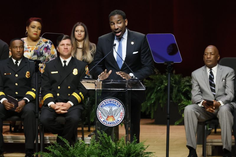 Mayor Andre Dickens delivered his annual address on Monday at the Woodruff Arts Center in Atlanta. 