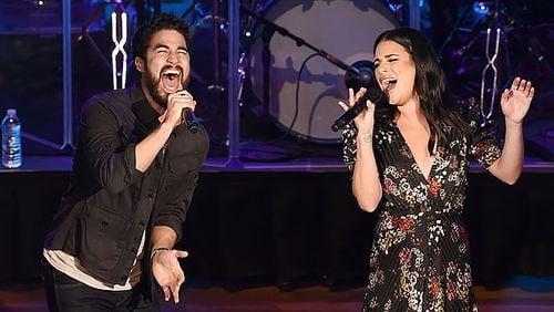 Actor Darren Criss and Actress Lea Michele performed at Ryman Auditorium in Nashville, Tennessee.