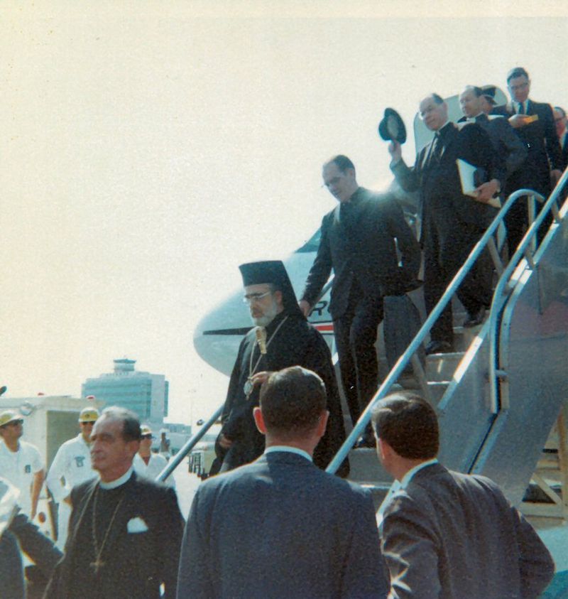 Hundreds of dignitaries from around the globe attended the funeral of Martin Luther King, Jr. Here, rabbis and clergy from New York City, arrive at what was then Atlanta International Airport. Henry Cotten, (Not pictured) then a student at Georgia Tech, was among a group of students selected as drivers for the New York delegation.