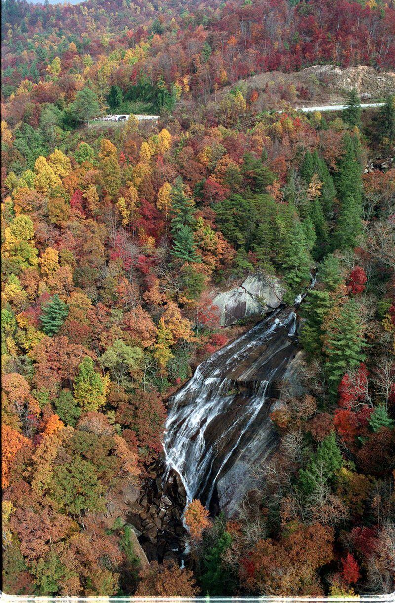 Trees wear their fall foliage in the north Georgia mountains at Tallulah Gorge.AJC FILE PHOTO