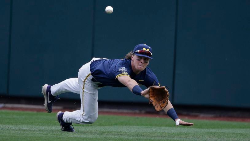 Michigan center fielder Jesse Franklin. (AP Photo/Nati Harnik)