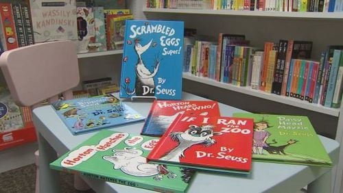 A display of Dr. Seuss books.
