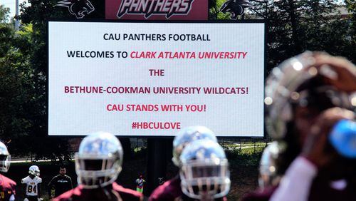 Bethune-Cookman University’s football team has practiced at Clark Atlanta University after the team could not return to Florida due to the threat of Hurricane Dorian. Clark Atlanta officials have also allowed the team to eat at its cafeteria. CONTRIBUTED