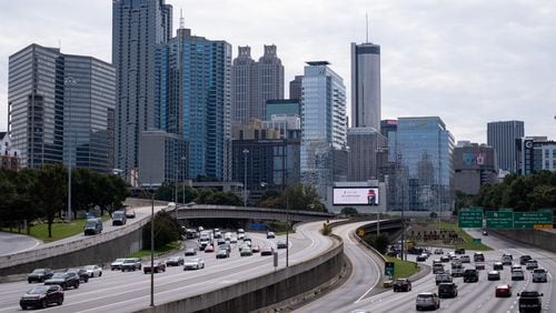 201016-Atlanta-Even though traffic is down, highway fatalities in Georgia have not fallen. During normal times, traffic on the Downtown Connector would be bumper-to-bumper on a Friday afternoon. Ben Gray for the Atlanta Journal-Constitution