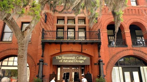 The exterior of Poetter Hall, Savannah College of Art & Design's flagship building (a former armory). SCAD is one of several schools in Georgia that have used funds through the Private College and University Authority to build classrooms and other buildings.