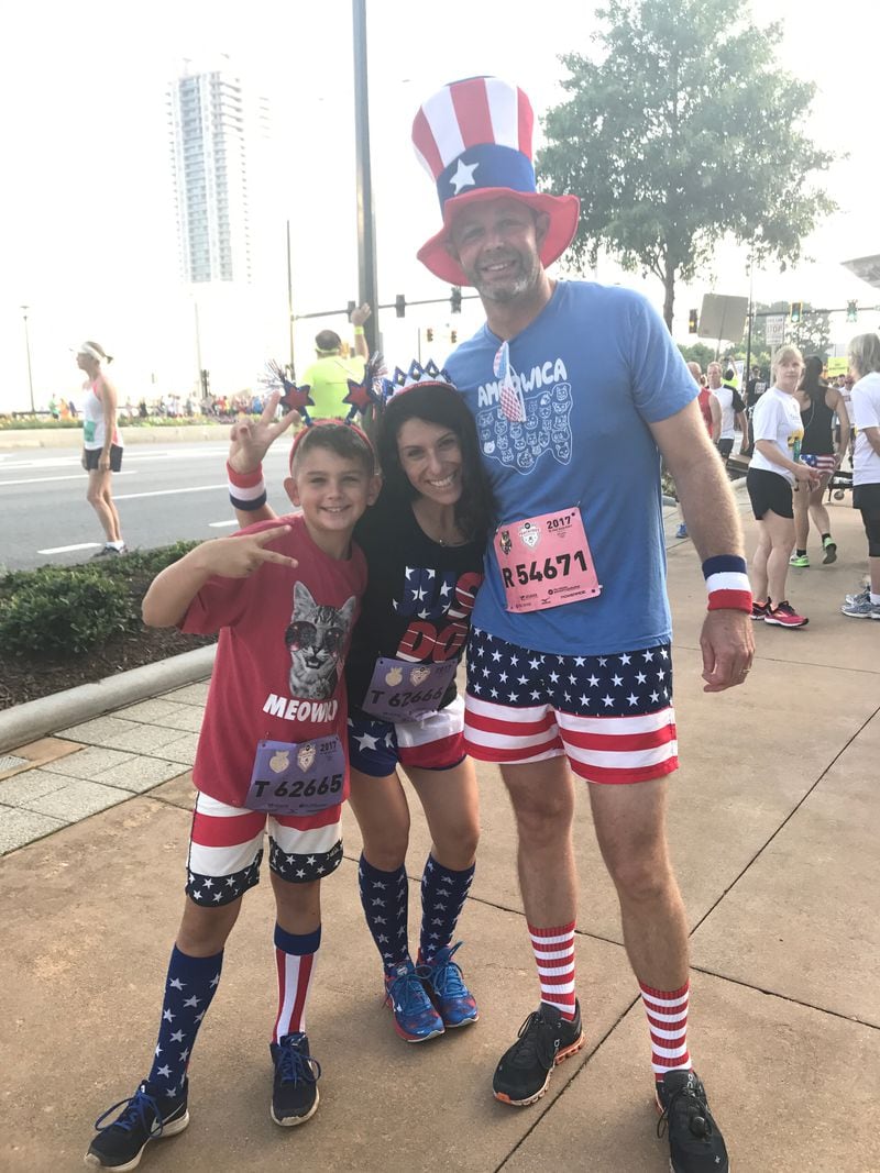 Stacey and Ellis Cooley of Boca Raton, Fla., attended with their son Marcus. They said running the Peachtree is a family tradition. Ellis has been running since he was a kid. 2017 will be Marcus's second year running.