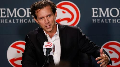 Hawks Head Coach Quin Snyder speaks with the press during the Hawks Media Day on Monday, October 2, 2023, in Atlanta.
Miguel Martinez /miguel.martinezjimenez@ajc.com