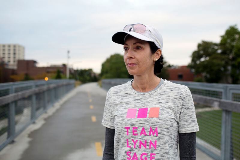 Leesa Drake poses for a portrait on The 606 before a morning run on Sunday, Sept. 30, 2018 in Chicago, Ill. Drake will run her 102nd marathon Sunday. (Kristen Norman/Chicago Tribune/TNS)