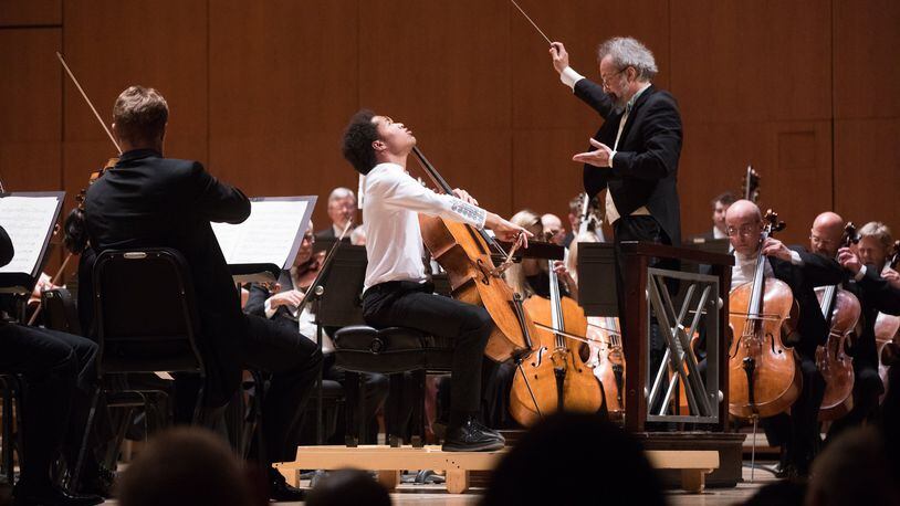 Sheku Kanneh-Mason and guest conductor Carlos Kalmar perform Elgar’s cello concerto Thursday, April 25, 2019 with the Atlanta Symphony Orchestra.